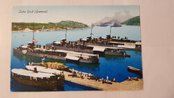 Dubrovnik, Gruz, 1910-es évek, régi képeslap, hajók, kikötő