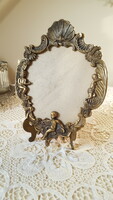 Antique French copper picture frame with cherubs