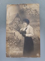 Régi képeslap I.vh. húsvéti üdvözlőlap 1916 katonák levelezőlap