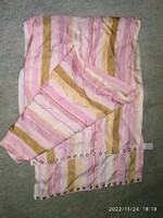 Selyemsál vintage mintás csíkos rózsaszín női selyem sál