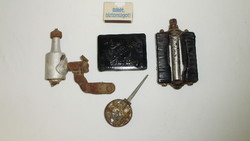 Old bicycle parts - together - oiler, glue box, pedal, dynamo