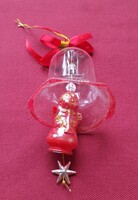 Karácsonyi üveg csengő harang angyalkával dísz kellék dekoráció