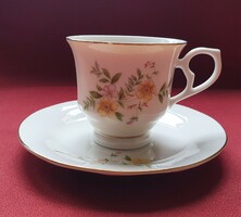 HP Hebei porcelán kávés teás szett csésze csészealj kistányér tányér virág mintával