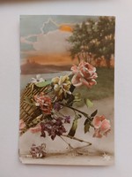 Old postcard floral postcard rose carnation