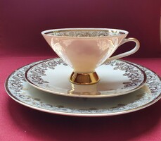 Mitterteich Bavaria német porcelán reggeliző kávés teás szett csésze csészealj kistányér rózsa minta