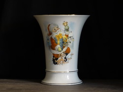 Hollóházi Royal Martin váza mikulás dekorral