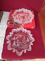 Gyönyörű karácsonyi téli üveg Original Walther Glas mesés asztalközép kínáló Ünnepre ajándéknak