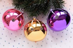 Old German glass sphere Christmas tree ornament 3 pieces together 7 cm
