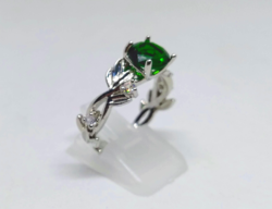 925-S filled silver (gf) ring with emerald green crystal