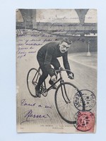 Régi versenykerékpáros férfi fotó bicikli fénykép levelezőlap
