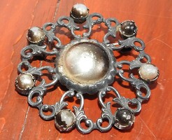 Antik barokk ötvös ezüstszínű bross - kitűző