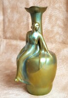 Zsolnay art nouveau eosin vase with shield seal!