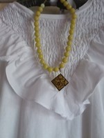 Ásvány gyöngy,nyaklánc,Toledói arany medállal
