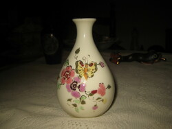 Zsolnay butterfly decor, hand painted, small vase, 7 x 11 cm