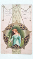 Régi képeslap 1904 csillagos szecessziós levelezőlap
