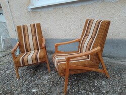 Retro mid-century spare armchair with special armrests designed by Czech Jiri Jiroutek