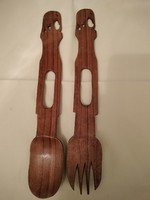 Elephant African wooden spoon and fork i.