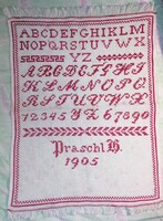 Mintahímzés, keresztszemes betű hímzésminta 1905-ből