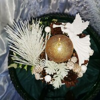 Különleges angyalos adventi karácsonyi asztali dísz fehér csillogó