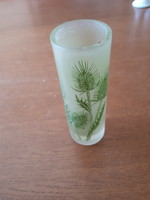 Glass vase with retro green thistle decoration