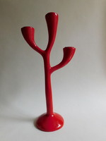 Piros designer fém gyertyatartó 22.5 cm