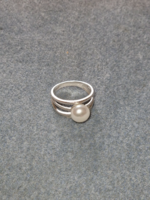 Mesés tenyèsztett gyöngyös  gyűrű, 55 méret   925 ezüst  új