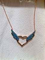 • Csodás türkiz köves nyaklánc, sterling ezüst,14 K aranyozott ,  925,  új