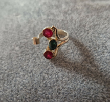Különleges fazonú smaragd, rubin  drágaköves  sterling ezüst gyűrű 925/ - új