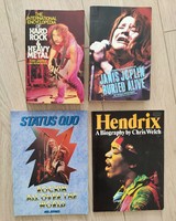 Retro pop-rock könyvek, angol nyelvű, Hendrix, Status Quo, J.Joplin, Hard Rock and Heavy Metal