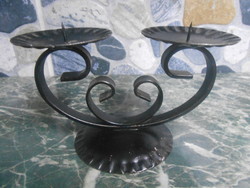 Gyertyatartó asztali kovácsoltvas kétágú 13*9*8 cm