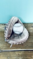Vintage retro baseball/softball kesztyű labdával