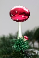 Régi üveg nagy gomba csipeszes karácsonyfa dísz 10cm