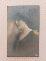 Régi képeslap 1913 női fotó levelezőlap