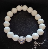 Beautiful faceted white coral bracelet with silver ninaqueen removable charm