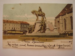 Régi képeslap 1904 Kolozsvár Mátyás király szobor fotó levelezőlap