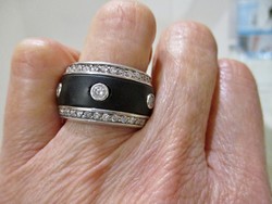 Special handmade silver ring with rubber decoration