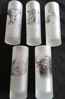 5 Big Five from Africa drinking glasses in very good condition