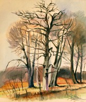 Altorjai 1964. Őszi Erdő 45,5x40cm Akvarell Tájkép