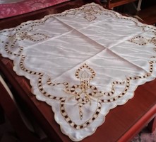 Brocade, embroidered Christmas tablecloth, 84 x 84 cm