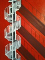 Csigalépcső-árnyék. Akril festmény, 60x40 cm