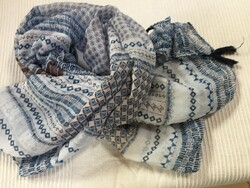 Fashionable, blue, beige scarf, shawl