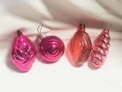 Régi retro üveg karácsonyfadísz,rózsaszín gömb csomag