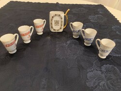 Karlovy Vary porcelán likőrös poharak ajándék kúrapohárral