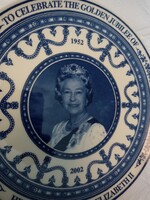 II. Erzsébet királynő aranyjubileumi emléktányér Wedgwood porcelán