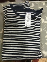 Blue and white striped men's cotton t-shirt, size XL