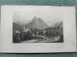 Stubaital in Tirol. Original wood engraving ca. 1846