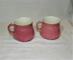 dusika100 felhasználó részére - Antik Zsolnay rózsaszín fajansz bögre 2 db  - 1891-1895s'
