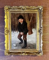 Peske Géza festmény (1859-1934) EREDETIGAZOLÁSSAL (frissen restaurált keret és vászon)