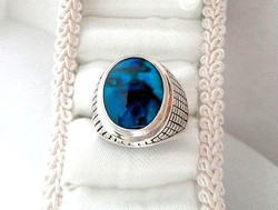 Silver blue abalone ring beautiful size 8