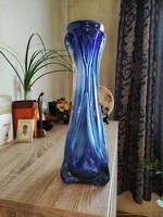 Large blue glass vase (34 cm)